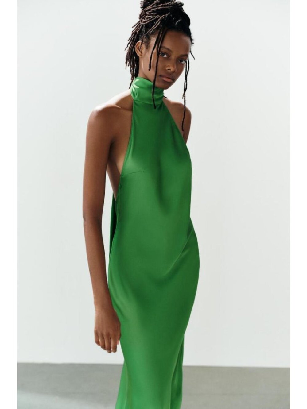 ZARA SATIN TIE-DETAIL MAXI DRESS 7823/330/504